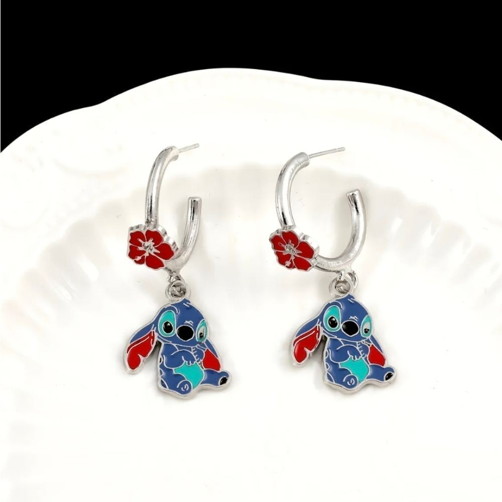 Lilo & Stitch Silver Hoop Earrings